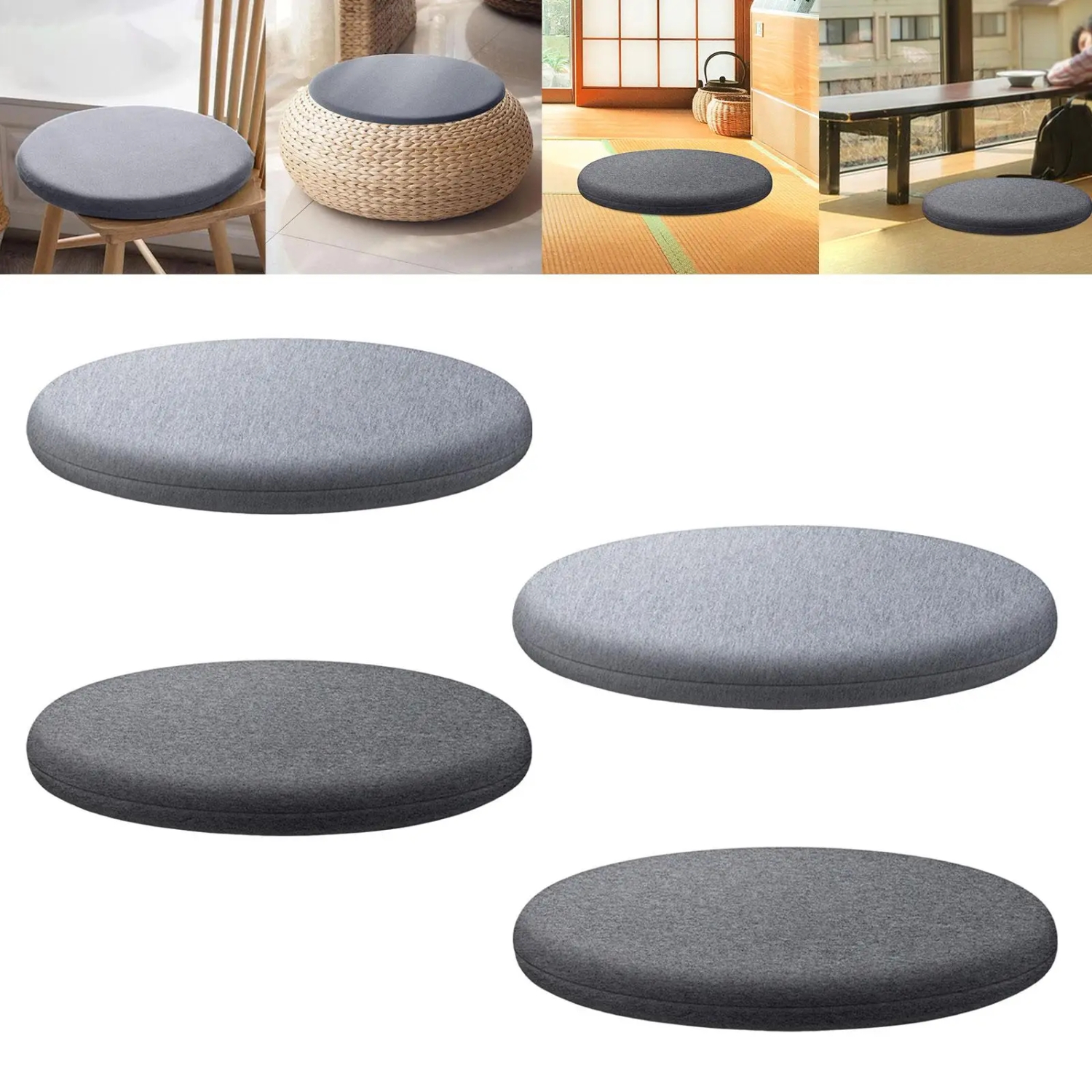 Round Seat Pad Comfortable Soft Four Season Universal Japanese Chair Pad for Patio Dining Room Household Home Office