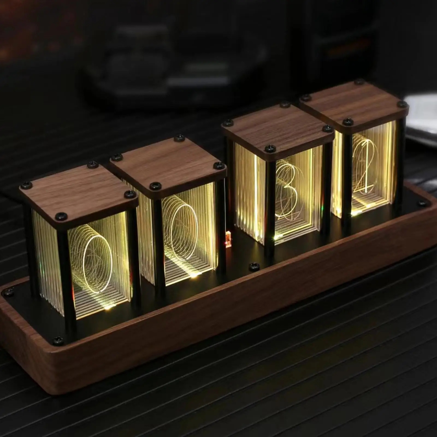 Modern Nixie Tube Clock LED Desk Clock Glow Tube Alarm Clock Bedroom Decor