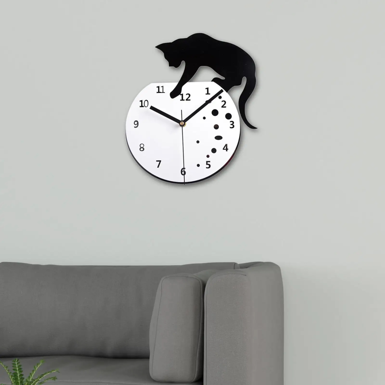 Silent Hanging Clock Cat Wall Clock Quiet Movement Living Room Non Ticking Analog Clock for Farmhouse Home Dining Room School