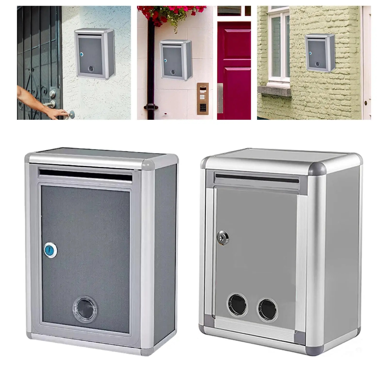 Locking Wall Mounted box Metal Post Box Rustproof Outside Large Capacity