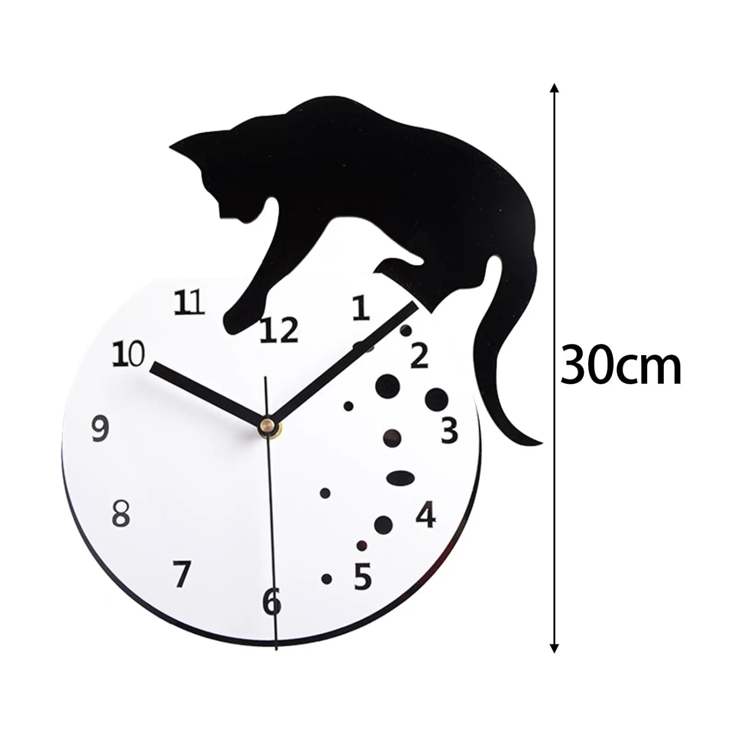 Silent Hanging Clock Cat Wall Clock Quiet Movement Living Room Non Ticking Analog Clock for Farmhouse Home Dining Room School