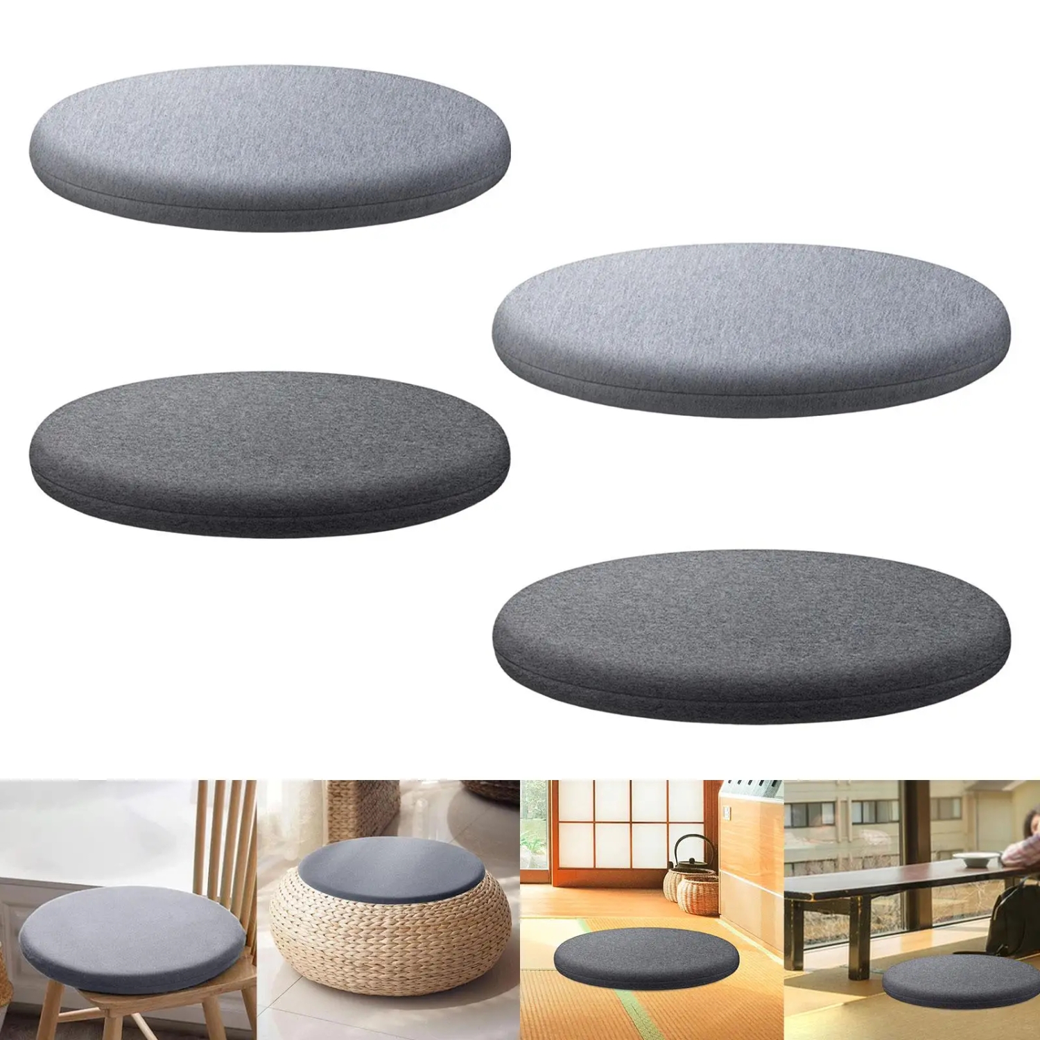 Round Seat Pad Comfortable Soft Four Season Universal Japanese Chair Pad for Patio Dining Room Household Home Office