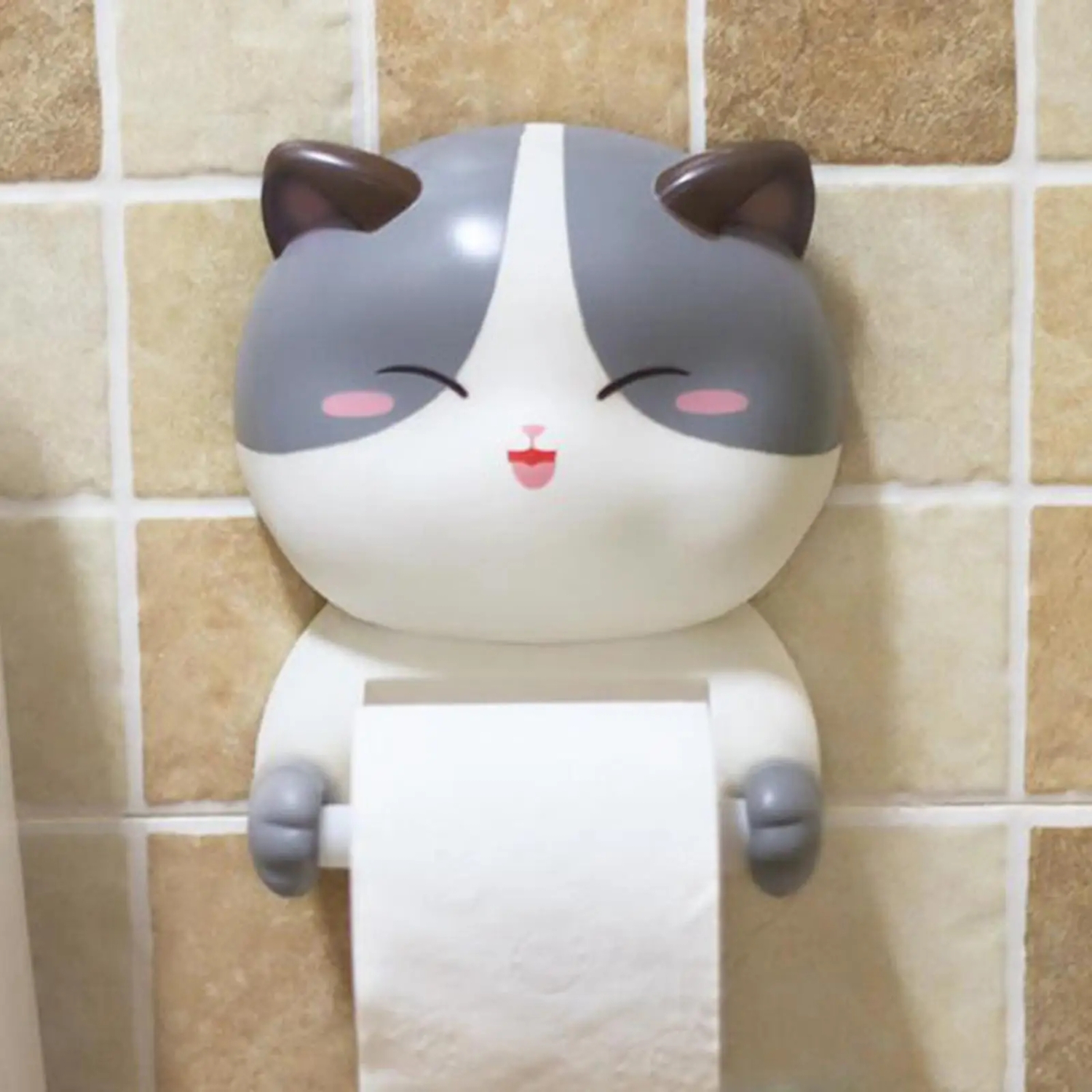 Novelty Cute Cat Toilet Paper Holder Tissue Stand Hanger Organizer Ornament