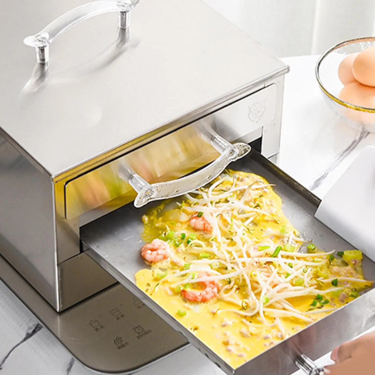 Rice Roll Steamer Bun Steam Machine 2 Tiers Cookware Changfen Machine Rice Roll Steamer for Household Kitchen Equipment