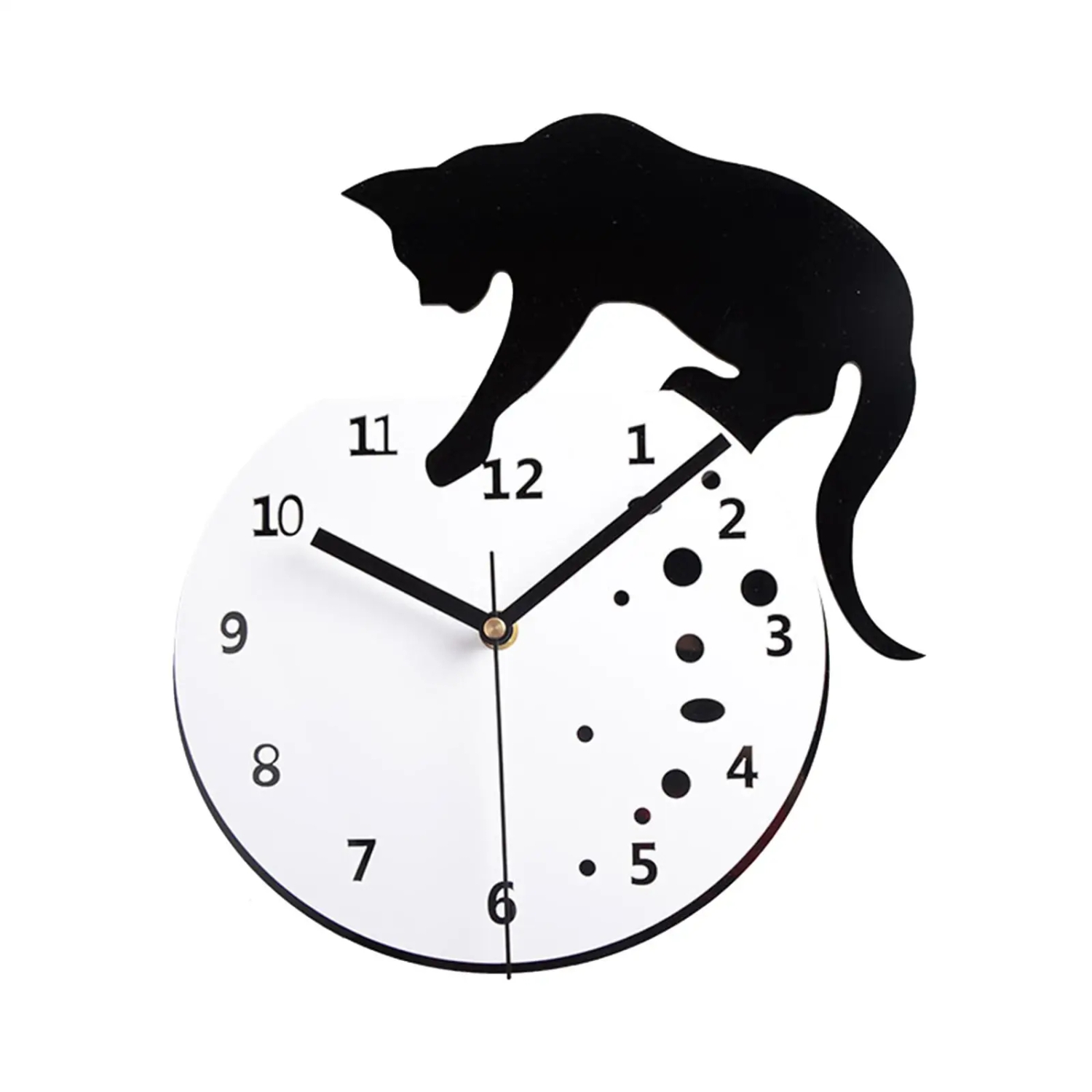 Silent Hanging Clock Cat Wall Clock Quiet Movement Living Room Non Ticking Analog Clock for Farmhouse Home Dining Room School