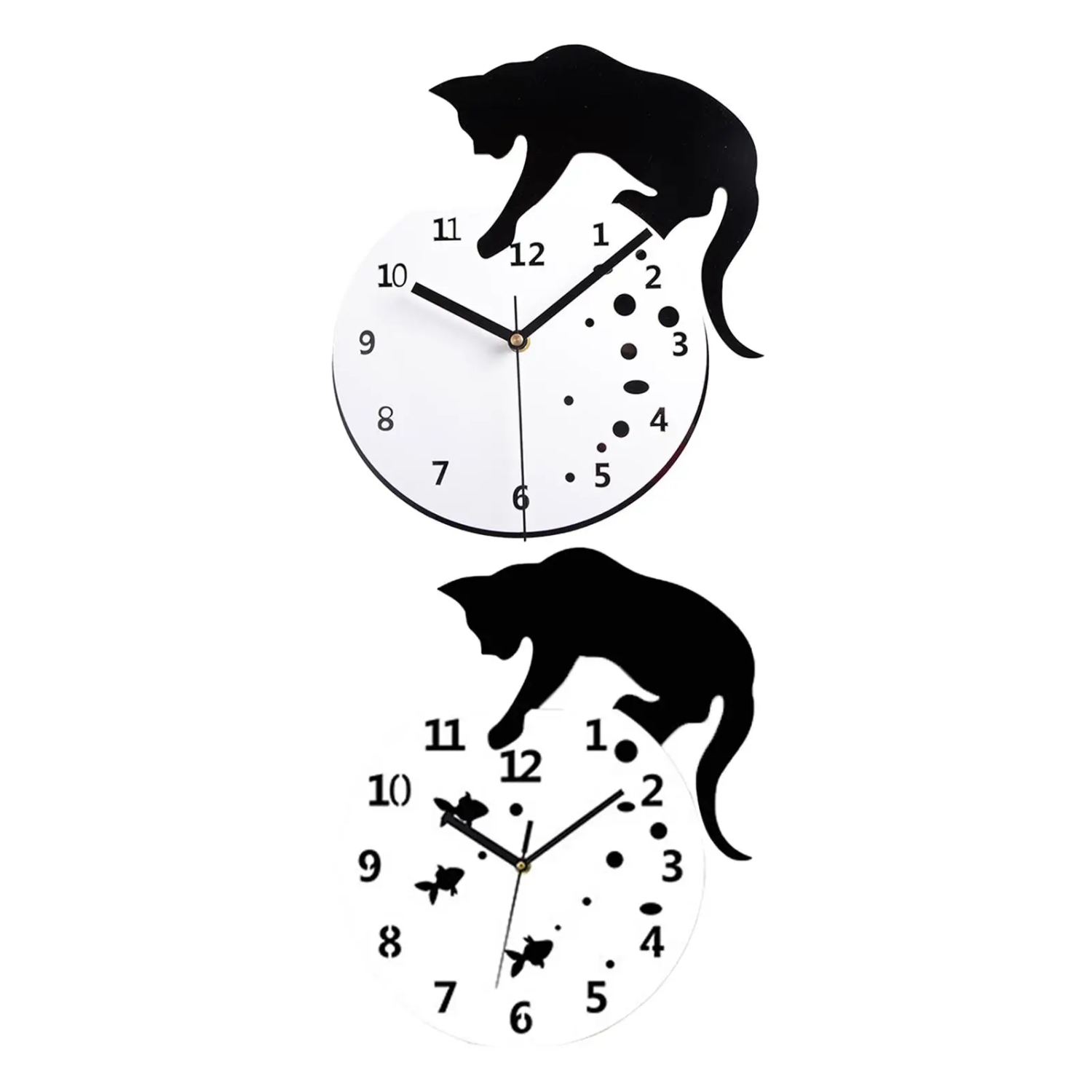 Silent Hanging Clock Cat Wall Clock Quiet Movement Living Room Non Ticking Analog Clock for Farmhouse Home Dining Room School