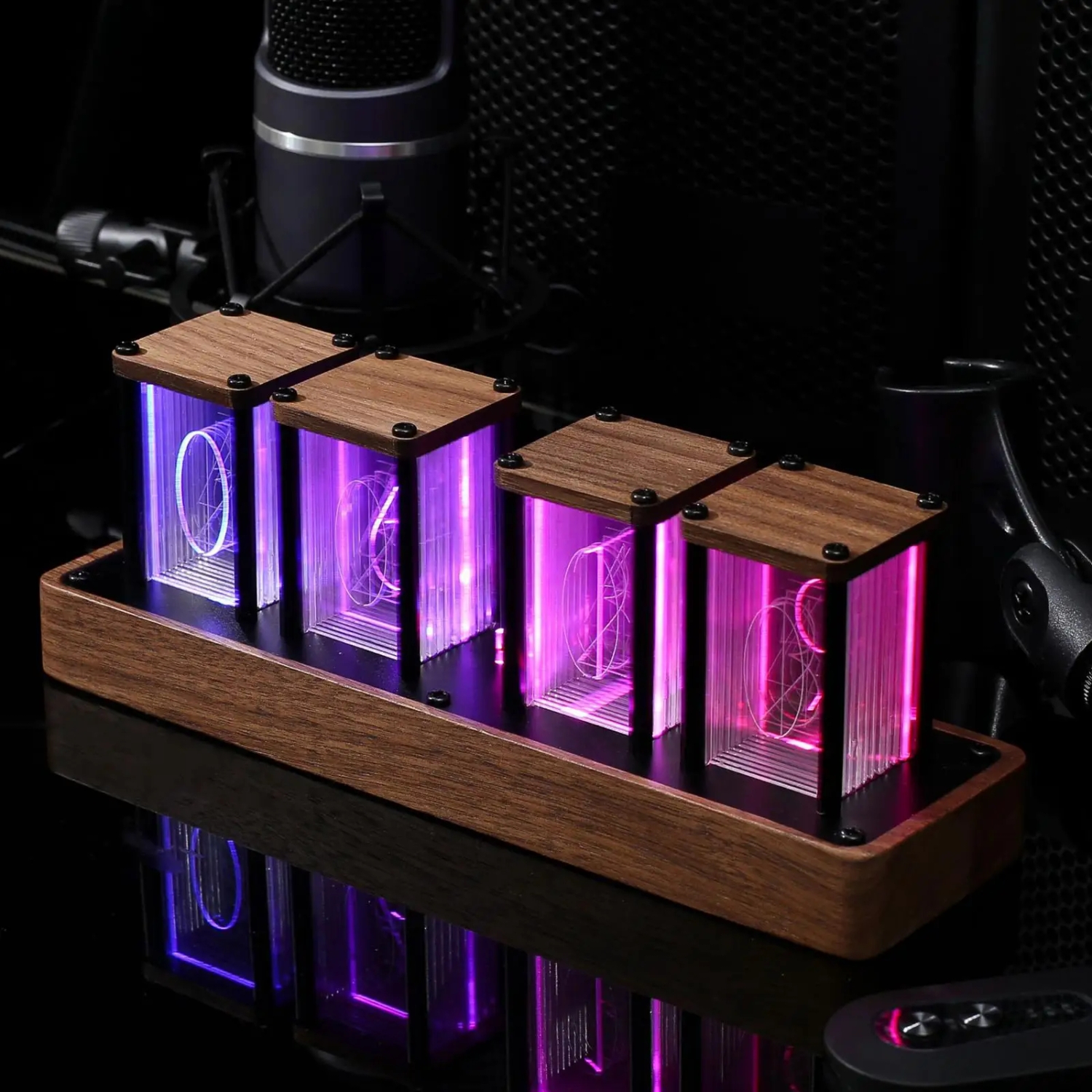 Modern Nixie Tube Clock LED Desk Clock Glow Tube Alarm Clock Bedroom Decor