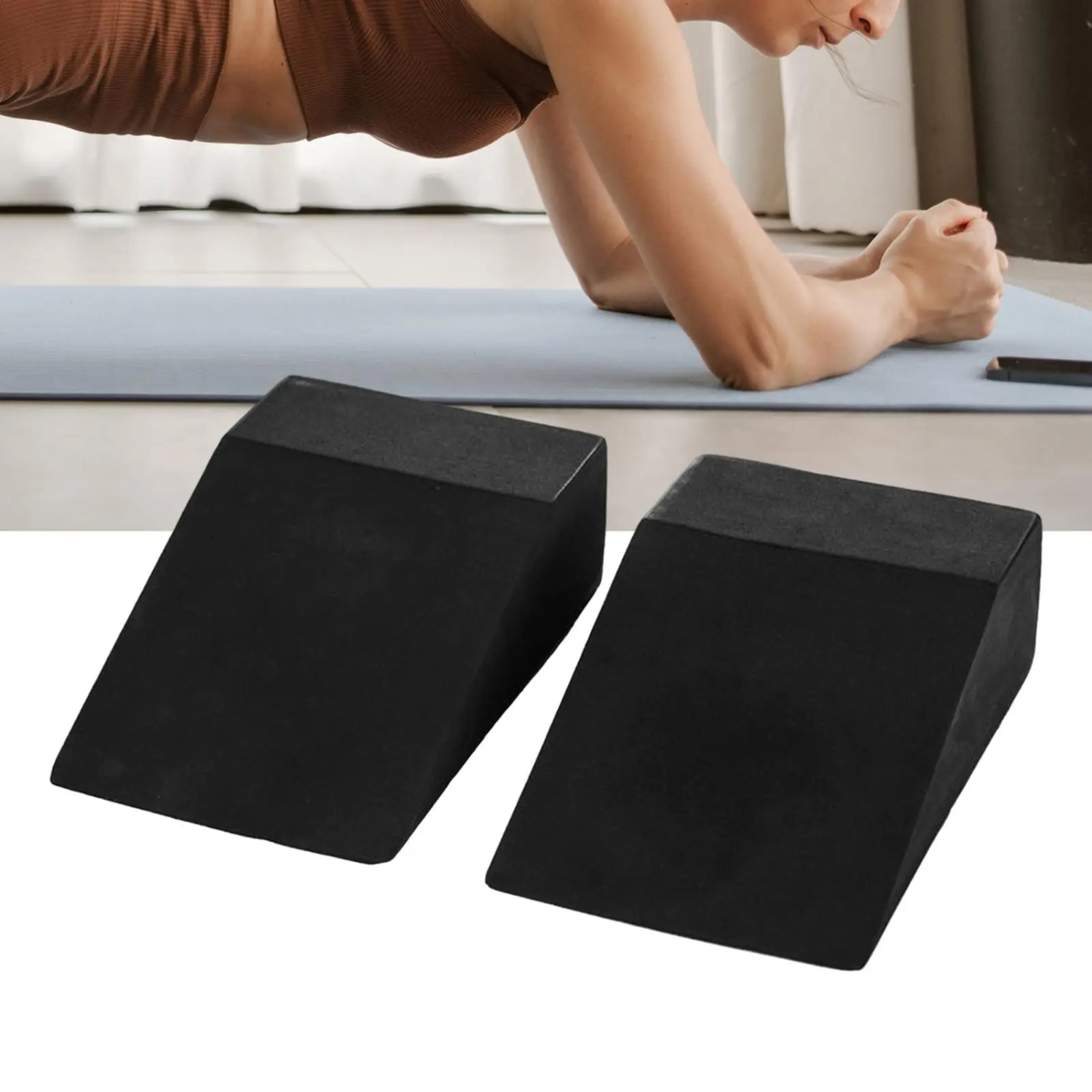 2x Squat Wedge Calf Stretcher Professional Foot Incline Board Yoga Foam Wedge for Squats Tight Calves Ankle Foot Women Men