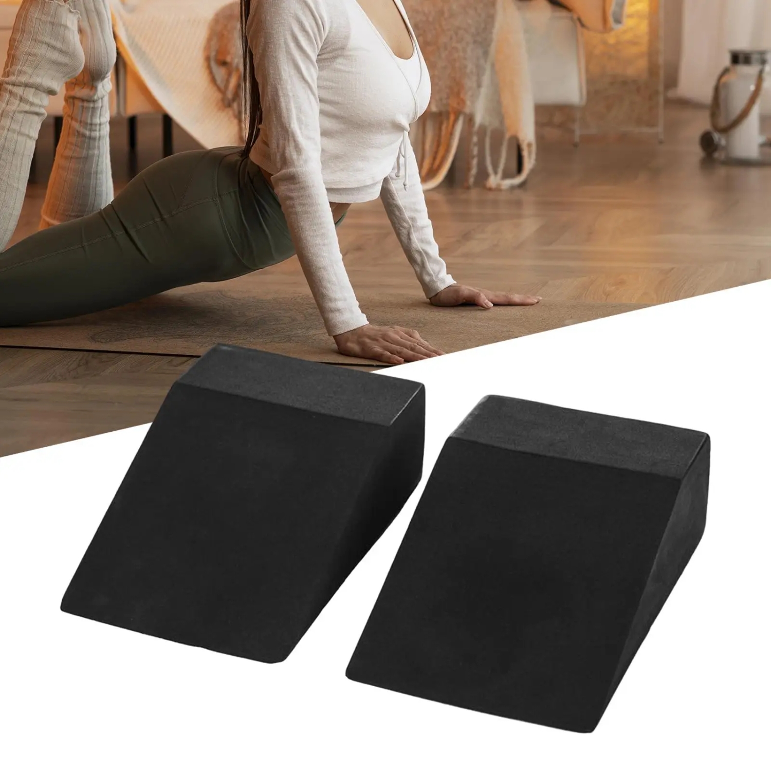 2x Squat Wedge Calf Stretcher Professional Foot Incline Board Yoga Foam Wedge for Squats Tight Calves Ankle Foot Women Men