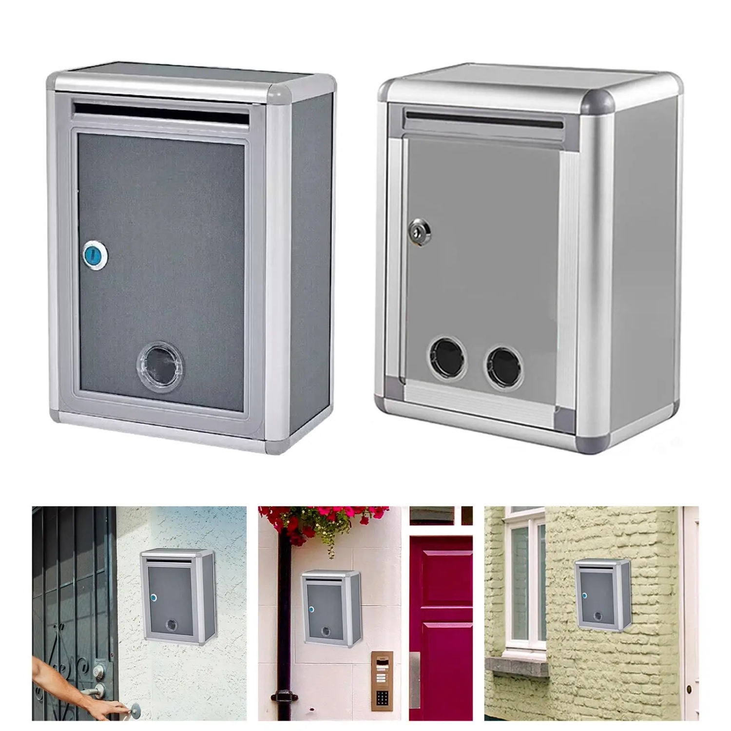 Locking Wall Mounted box Metal Post Box Rustproof Outside Large Capacity