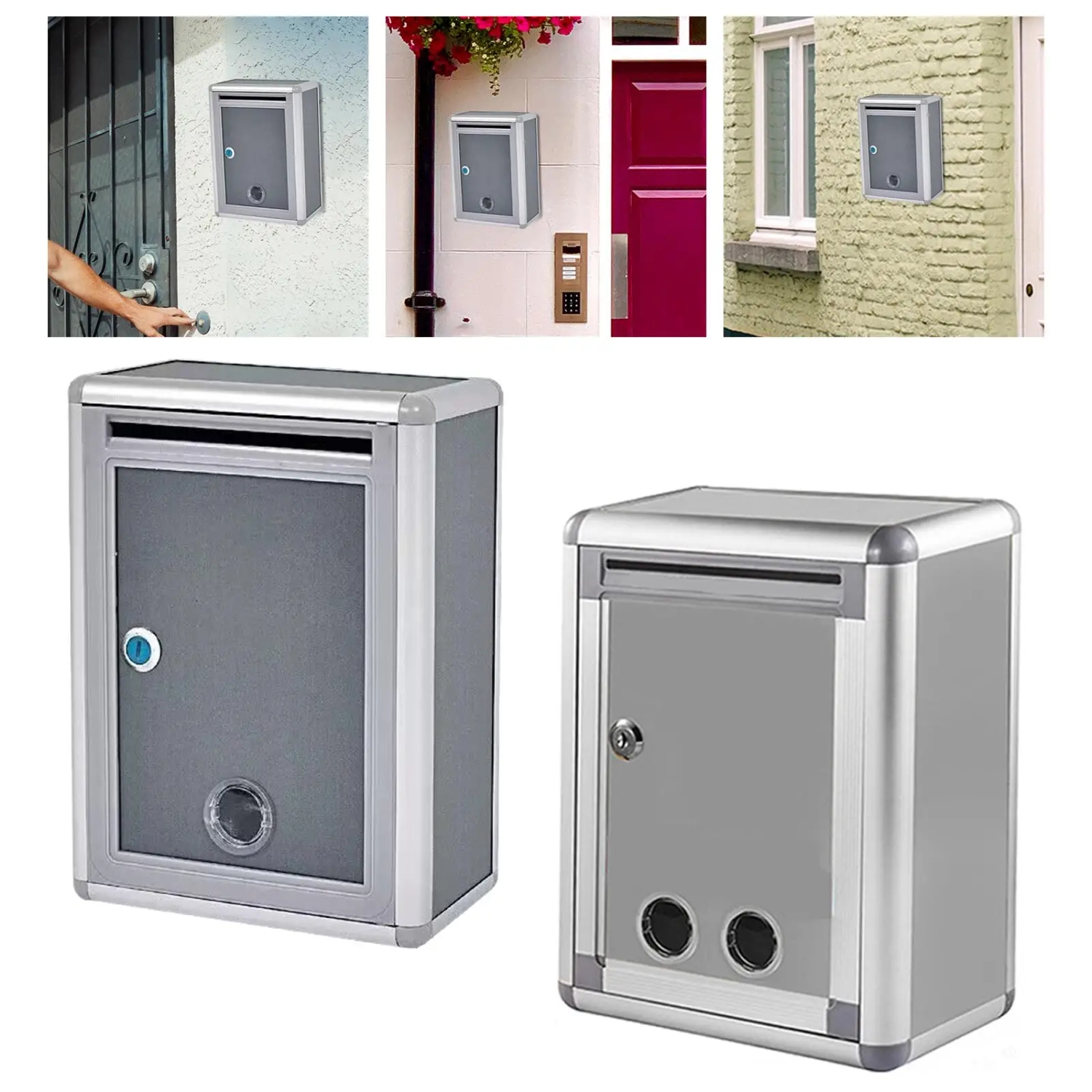 Locking Wall Mounted box Metal Post Box Rustproof Outside Large Capacity