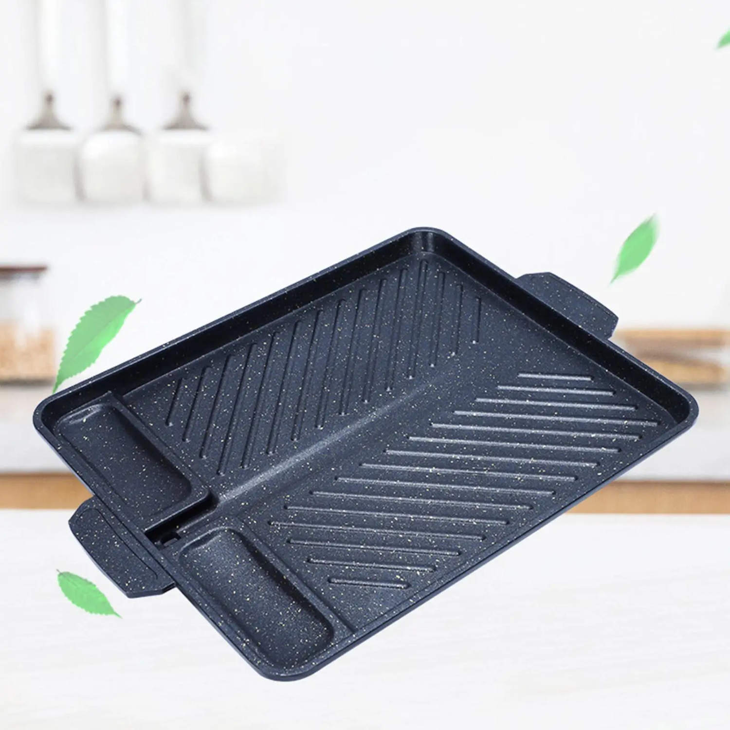 Aluminum Alloy Barbecue Grill Pan Griddle Grill Plate Multipurpose Korean Style Grilling Pan for Kitchen Home Party Restaurant