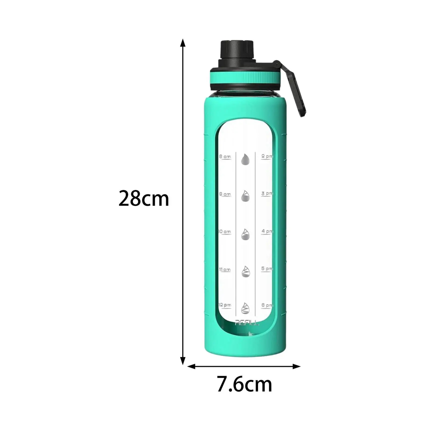 Glass Water Bottle with Silicone Sleeve with Handle Sports Water Bottle for Fitness Backpacking Outdoor Sports Camping Travel