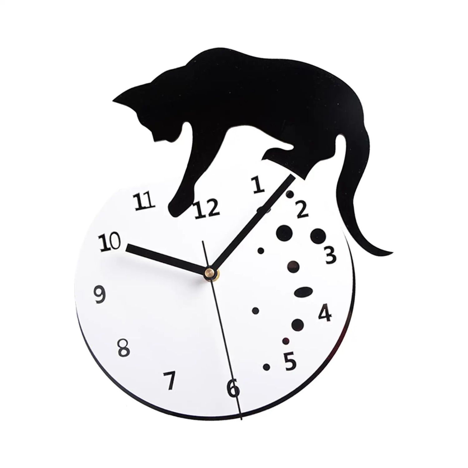 Silent Hanging Clock Cat Wall Clock Quiet Movement Living Room Non Ticking Analog Clock for Farmhouse Home Dining Room School