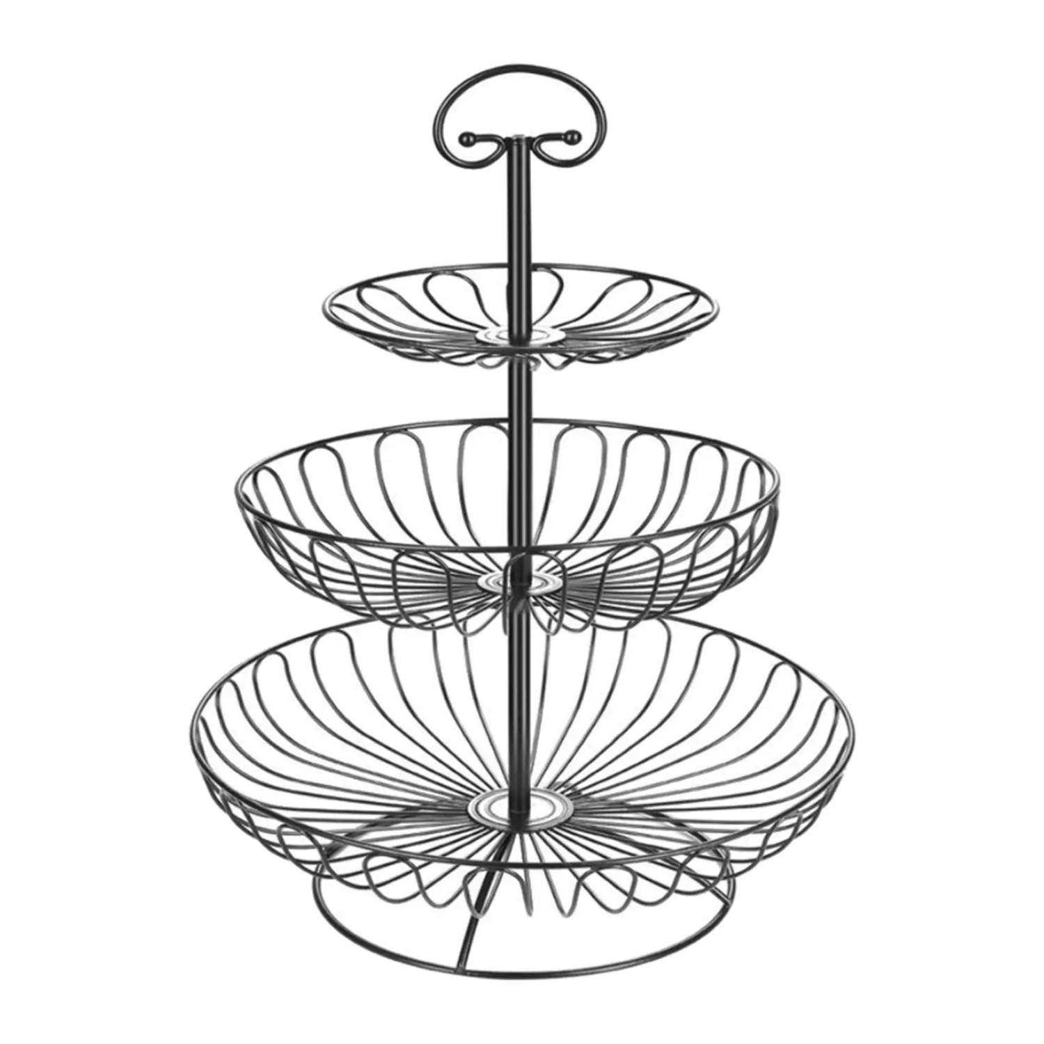 3-Tier Fruit Bowl Kitchen Fruit Stand Vegetable Baskets for Countertop Metal Wire Fruit Holder Display Tray