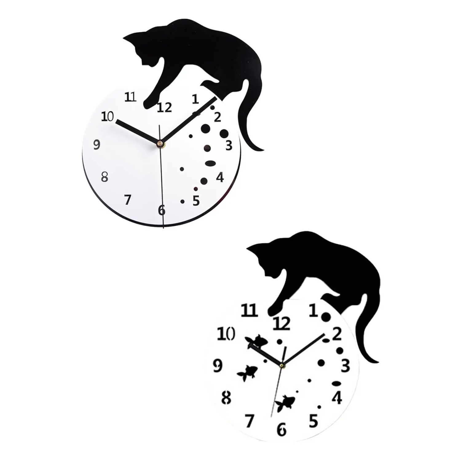 Silent Hanging Clock Cat Wall Clock Quiet Movement Living Room Non Ticking Analog Clock for Farmhouse Home Dining Room School