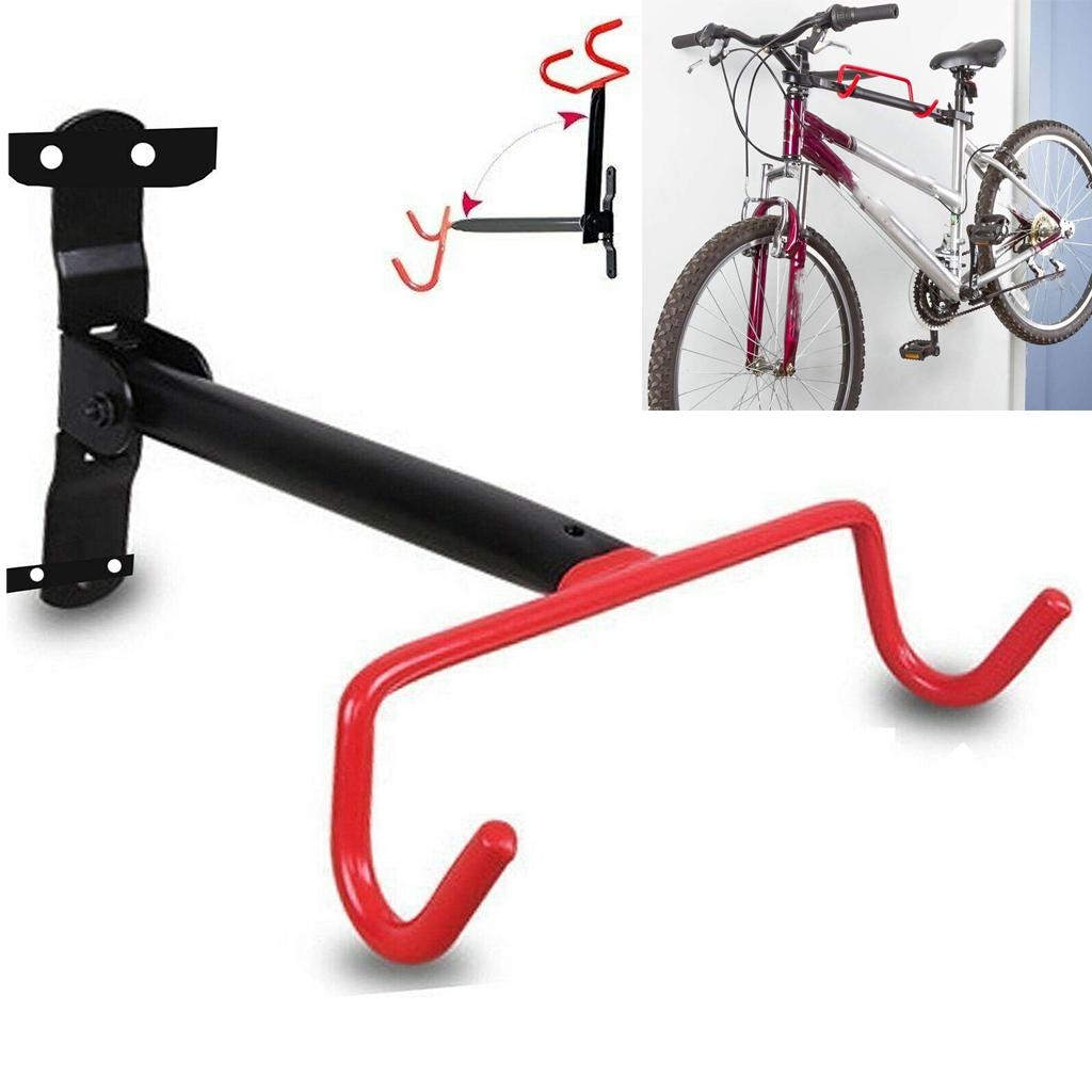 Bike Wall Mount Rack Hook Hanger Room Indoor Bike Holder Folding Flip Up Rack Bike Rubber Coated Hanger Space Saving