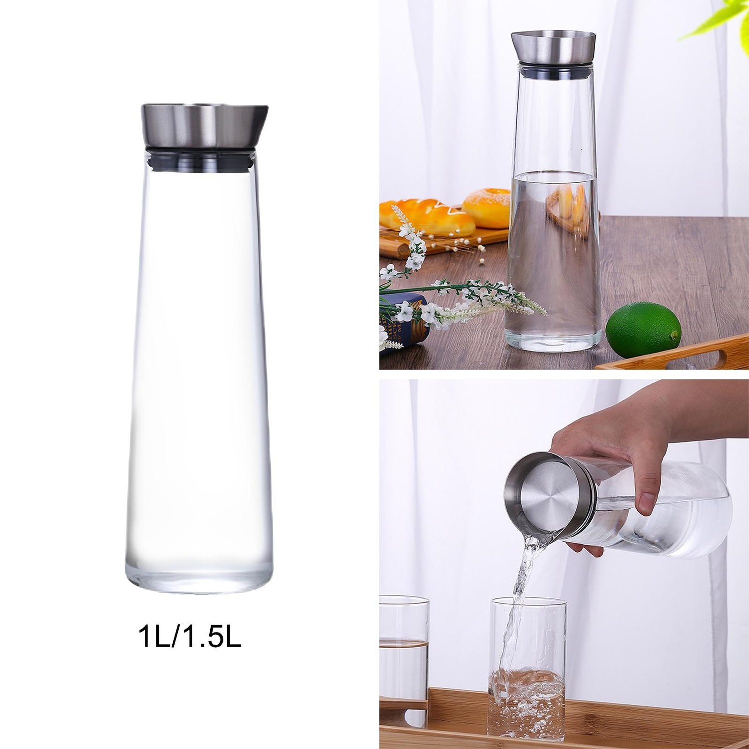 Hot Cold Water Pitcher Tea Pitcher Glass Jug Cold Water Jug for Milk Lemonade Fruit Tea Cold or Hot Refrigerator