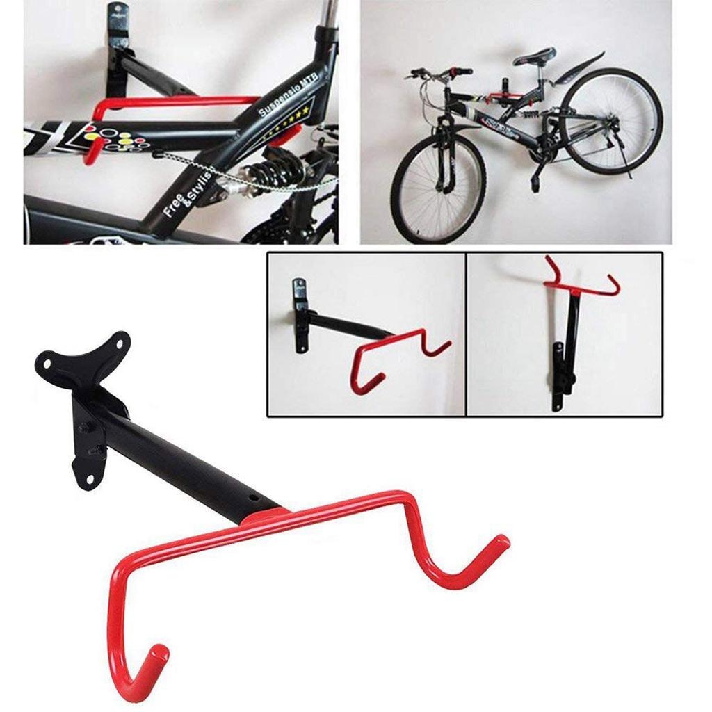 Bike Wall Mount Rack Hook Hanger Room Indoor Bike Holder Folding Flip Up Rack Bike Rubber Coated Hanger Space Saving