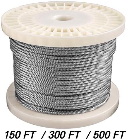 HarborCraft 300 Feet 1/8" 316 Stainless Steel Wire Rope Aircraft Cable for Deck Cable Railing Kits DIY Balustrades 7x7