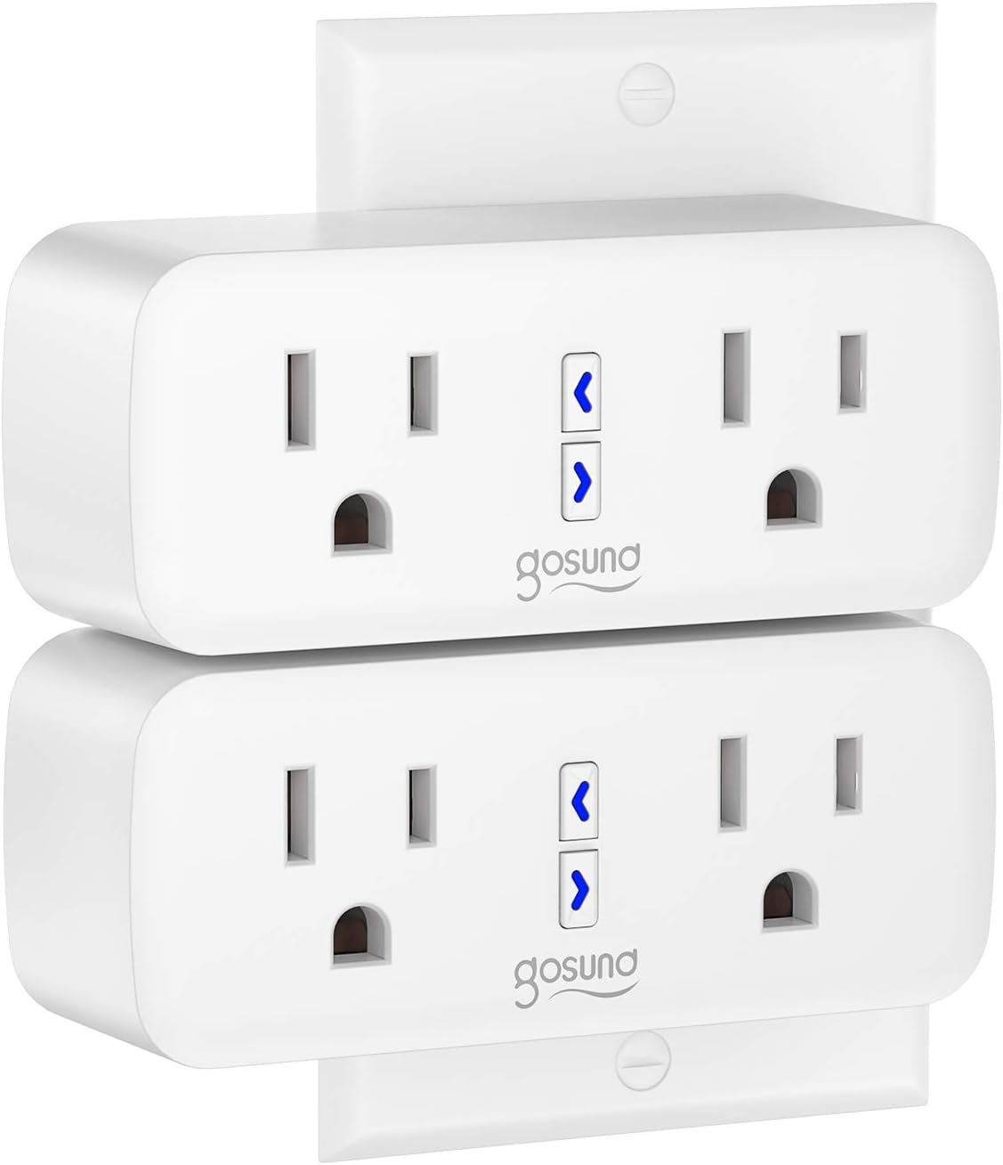 Gosund Wifi Smart Plug Outlet Dual Extender Mini Work with Alexa, Google Home, IFTTT, with Control Independently or Together, 10A, No Hub Required, FCC Listed (2 Pack)