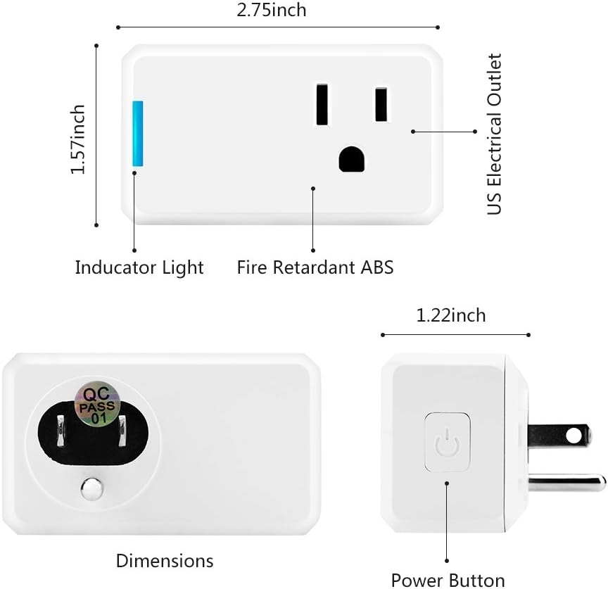 Wifi Smart Plug Alexa,Horsky Wireless Outlet Switch Socket Works with Echo and Google Assistant,No Hub Required,Timing Remote Controlling Electronics Device from Anywhere Via Free App