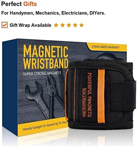 Magnetic Wristband Best DIY Gift - Gifts Tool for Men Magnetic Tool Wristband with 10 Powerful Magnets, Father Carpenter Men Gadgets Gifts Magnetic Wristband for Holding Nails Screws Drill