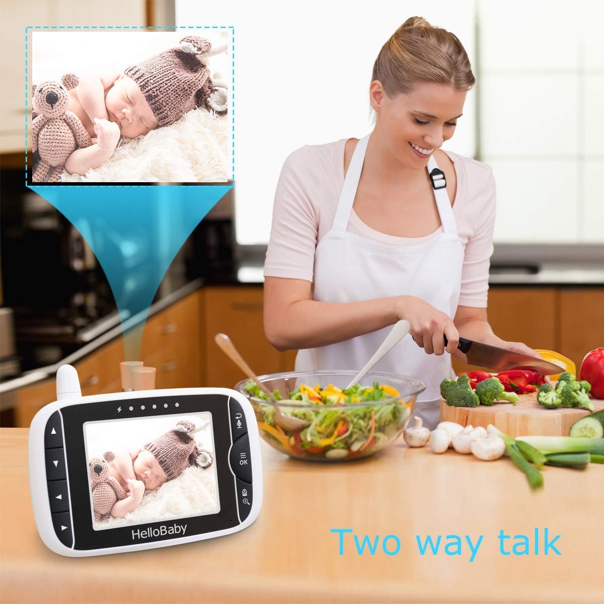 Baby Monitor with Remote Pan-Tilt-Zoom Camera and 3.2'' LCD Screen, Infrared Night Vision