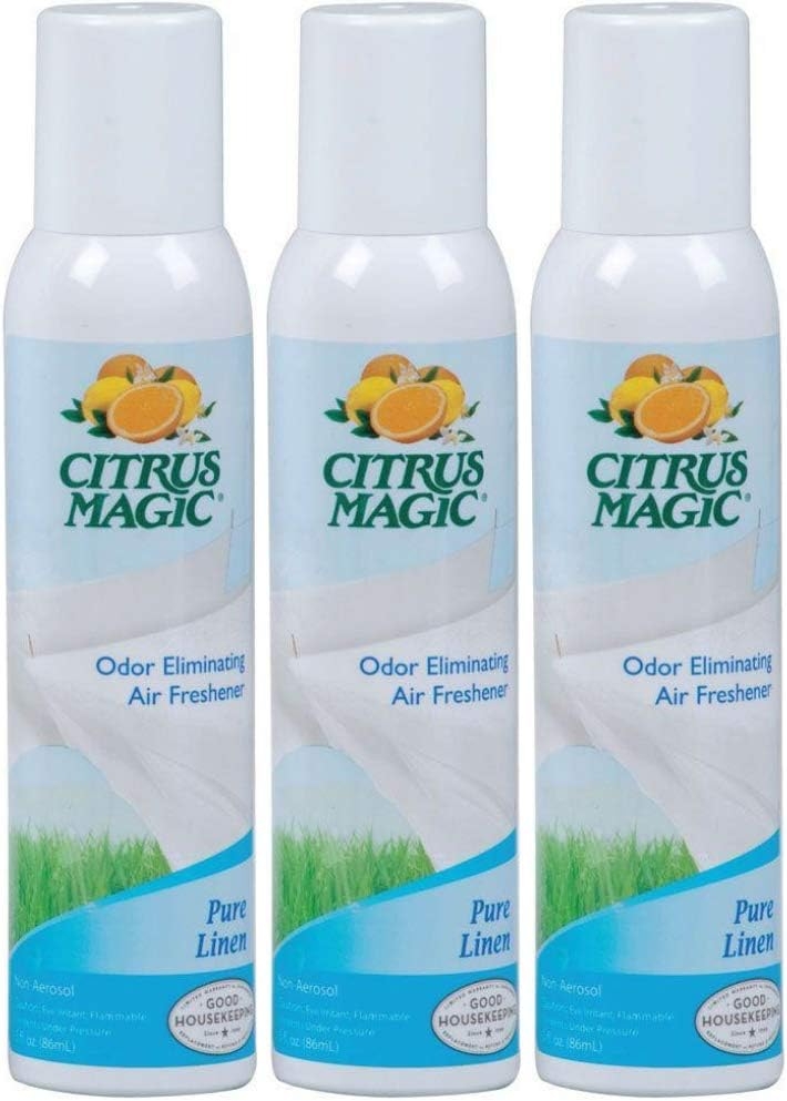 Citrus Magic Natural Odor Eliminating Air Freshener Spray Fresh Linen Pack of 3, 3.0-Ounces Each with Give-aways