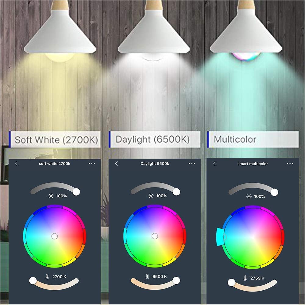 Smart WiFi Light Bulb, LED RGB Color Changing, Compatible with Alexa and Google Home Assistant, No Hub Required, A19 E26 Multicolor LUMIMAN 2 Pack