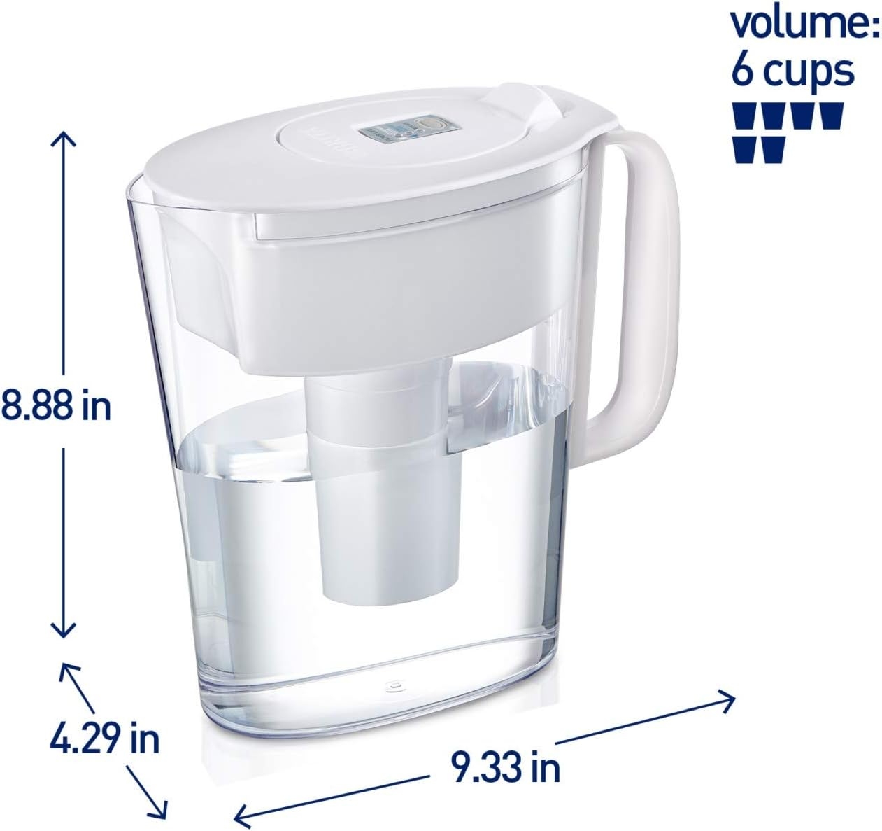 Brita Water Pitcher with 1 Filter, BPA Free, 5 Cup, White