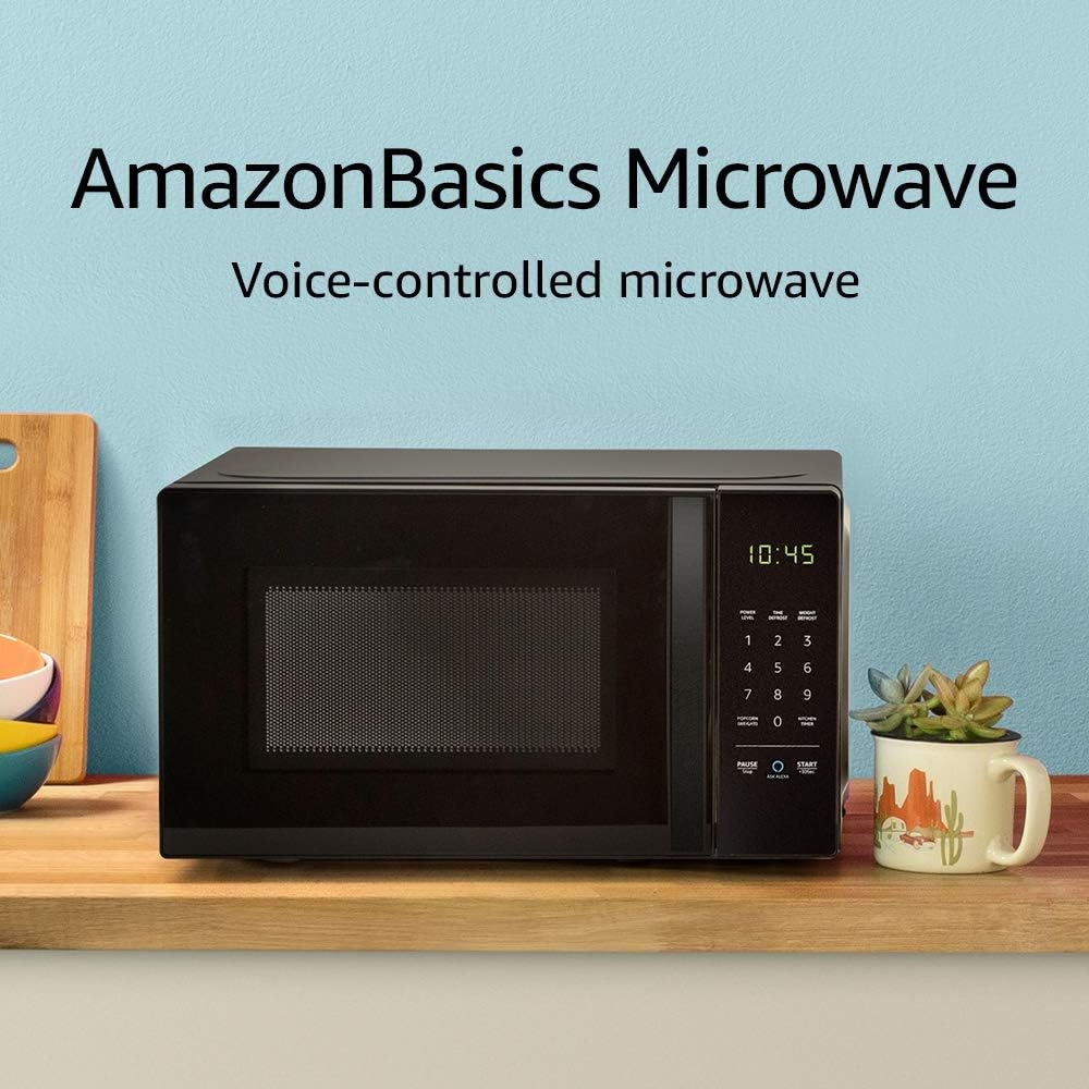 Basics Microwave, Small, 0.7 Cu. Ft, 700W, Works with Alexa