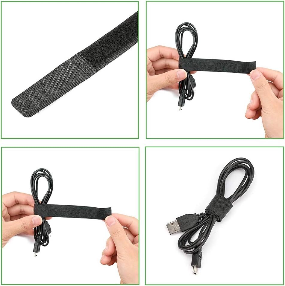 60PCS Reusable Cable Ties, Travel Wire & Cord Straps Organizer, Under Desk Cable Management for Computer/PC/Laptop/TV/Electronics, Black Nylon and 7 Inches in Length
