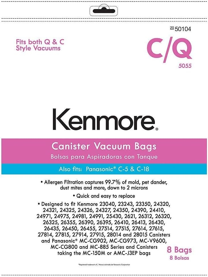 Kenmore 50104 8 Pack Style C/Q Canister Vacuum Bags