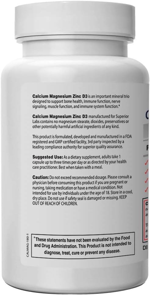 Superior Labs - Calcium Magnesium Zinc D3 - Essential Mineral Trio