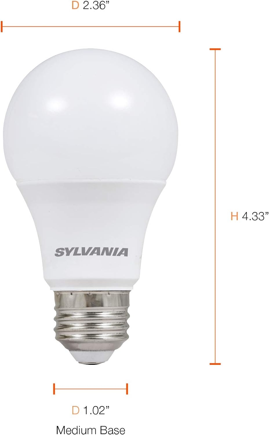 SYLVANIA General Lighting 73888 046135738883 SYLVANIA, 60W Equivalent, LED Light Bulb, A19 Lamp, 4 Pack, Soft White, Energy Saving & Longer Life, Medium Base, Efficient 8.5W, 2700K, 4