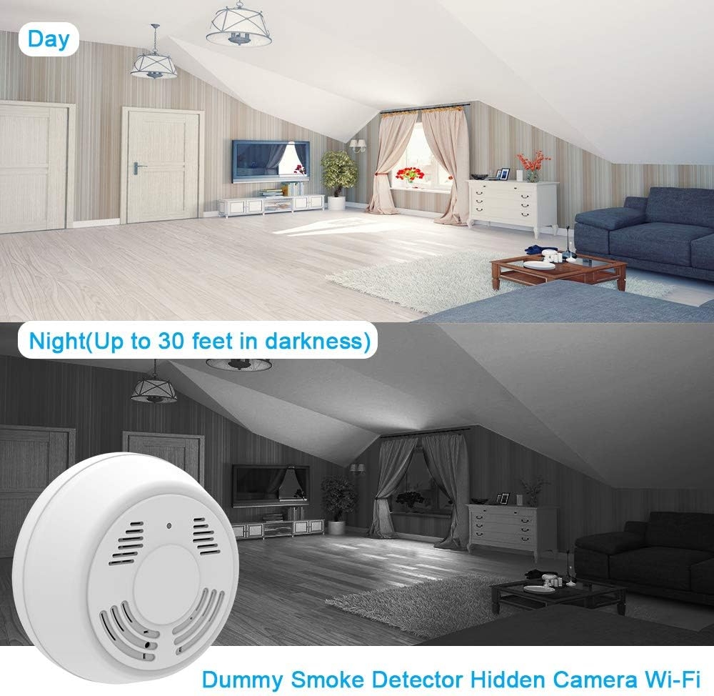 Hidden Camera WiFi Smoke Detector,FUVISION Nanny Cameras and Hidden Camera with 180 Days Battery Power,Remote Internet Access,Night Vision,SD Card Slot,Bottom View Hidden Security Camera for Home
