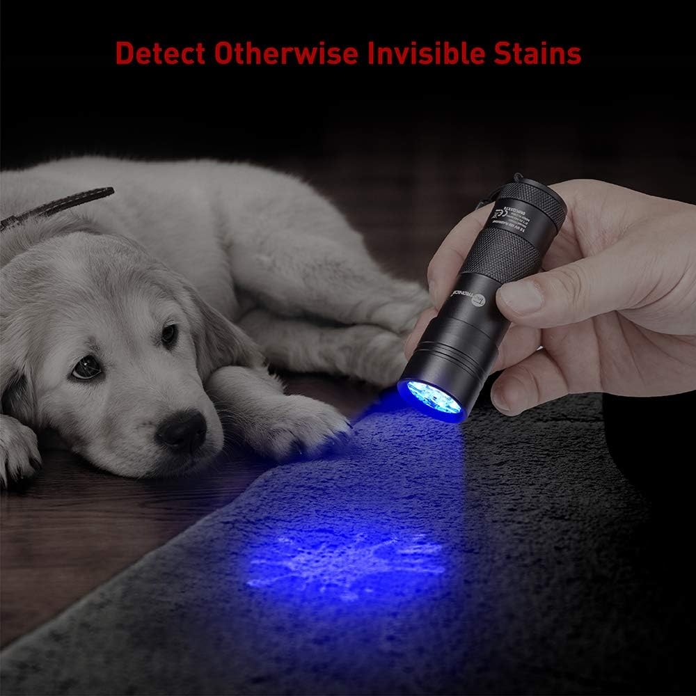 TaoTronics Black Light, 12 LEDs 395nm UV Blacklight Flashlights Detector for Pets Urine and Stains  with 3 Free AAA Batteries