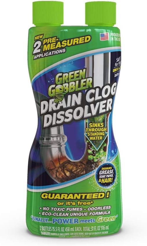 DISSOLVE Liquid Hair & Grease Clog Remover | Drain Opener | Drain cleaner | Toilet Clog Remover, 31 oz
