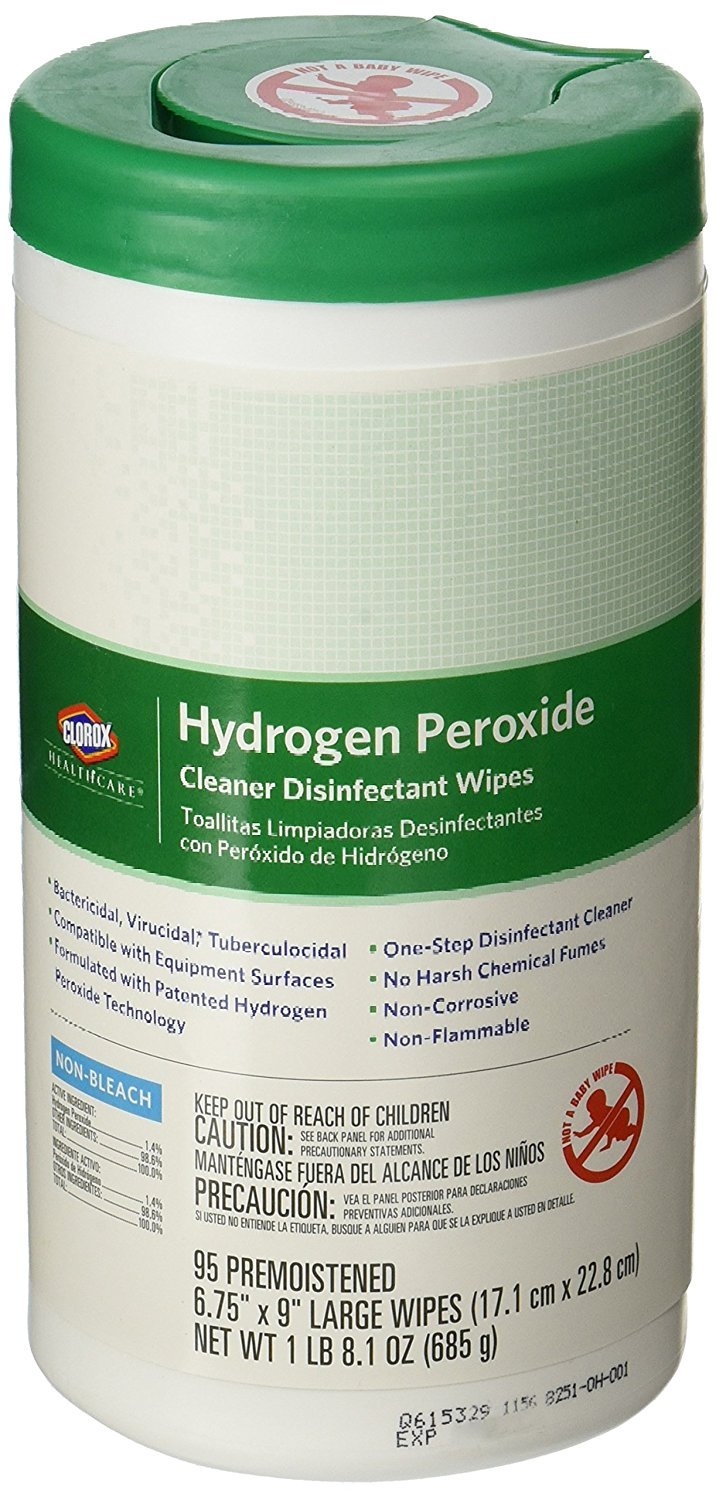 Clorox 30824SPG Saalfeld 30824 Healthcare Hydrogen Peroxide Cleaner Disinfectant Wipes, 6.75" x 9", XL Wipe, 4.2" H, 4.2" W, 8.4" L, Cleaner (Pack of 570)