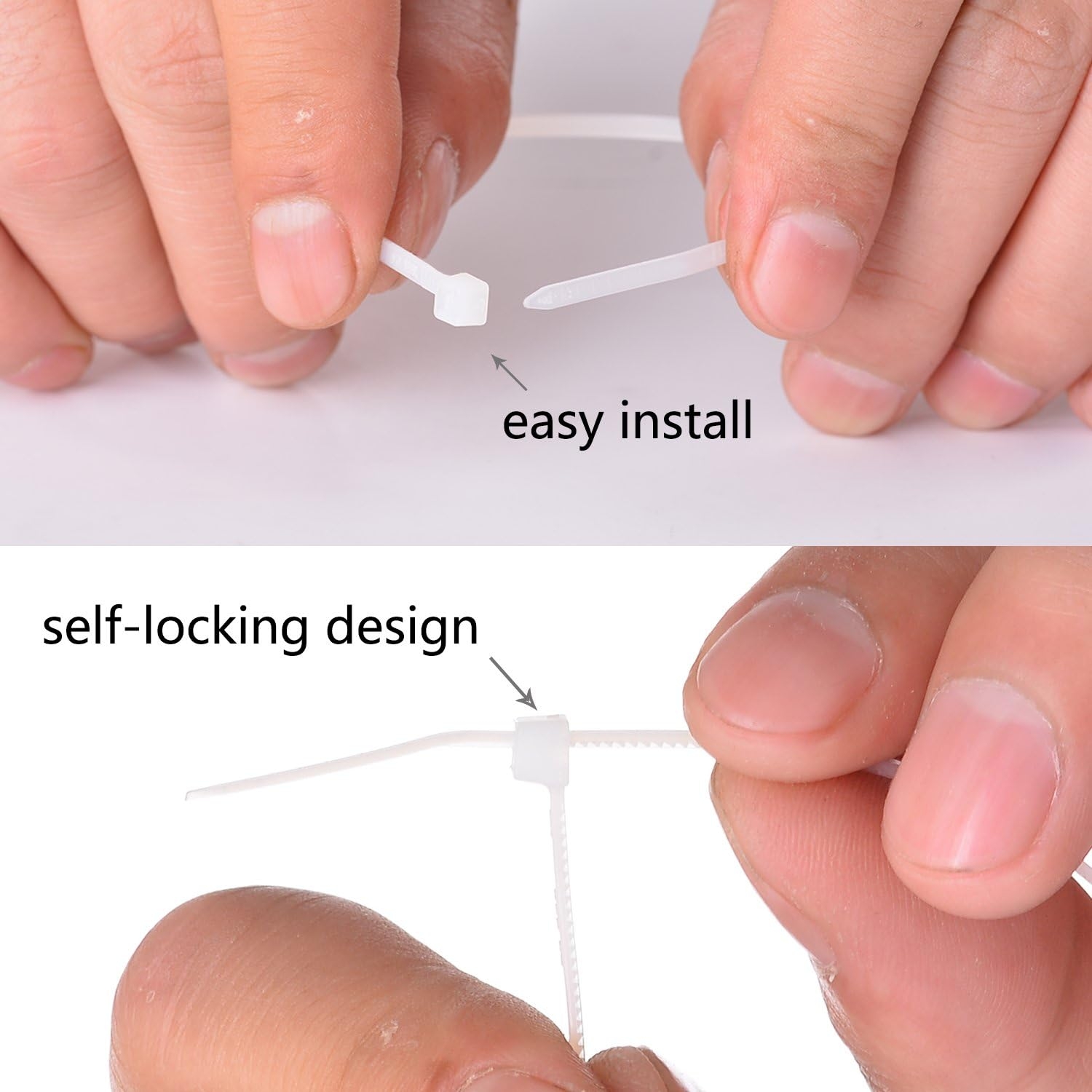 Multi-Purpose Nylon Zip Ties - (100 Piece) 8 Inch Self Locking Cable Ties. White