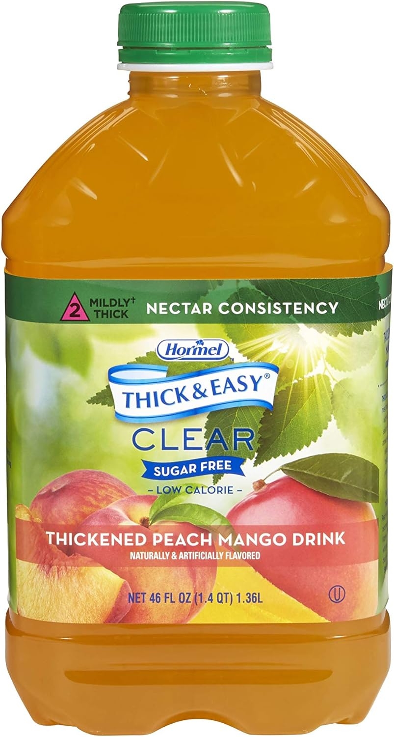 Thick & Easy Sugar Free Thickened Beverage 46 oz. Bottle Peach Mango Flavor Ready to Use Nectar Consistency, 79018 - Case of 6