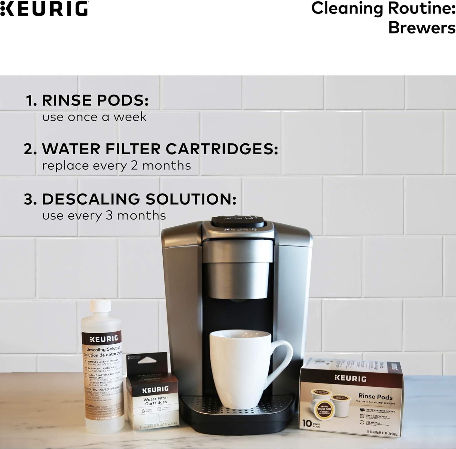 Keurig Brewer Cleaner Includes 14 oz. Descaling Solution, Compatible Classic/1.0 & 2.0 K-Cup Pod Coffee Makers