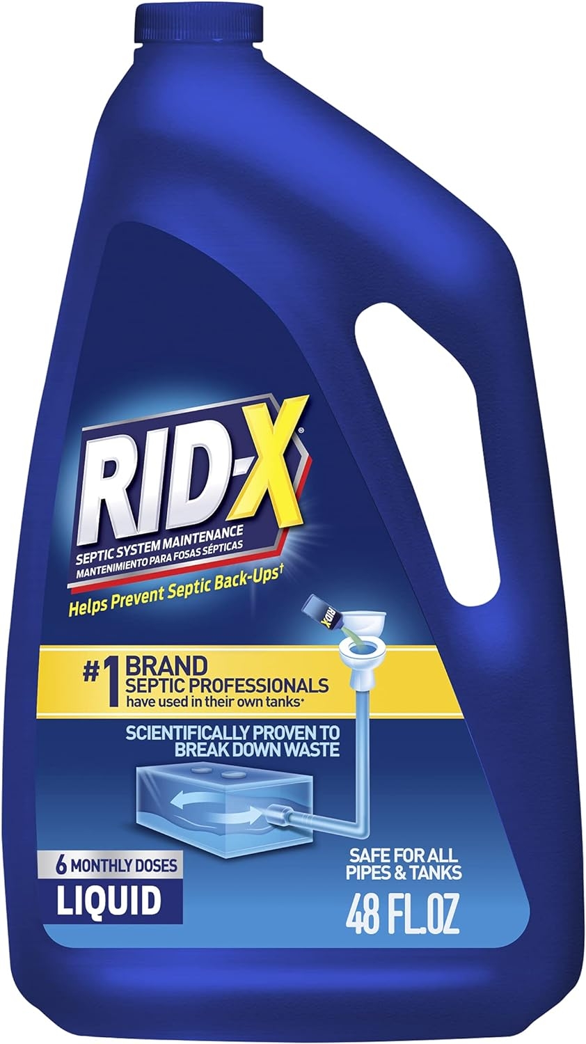 RID-X Septic Tank Treatment Enzymes, 6 Month Supply Liquid, 48oz