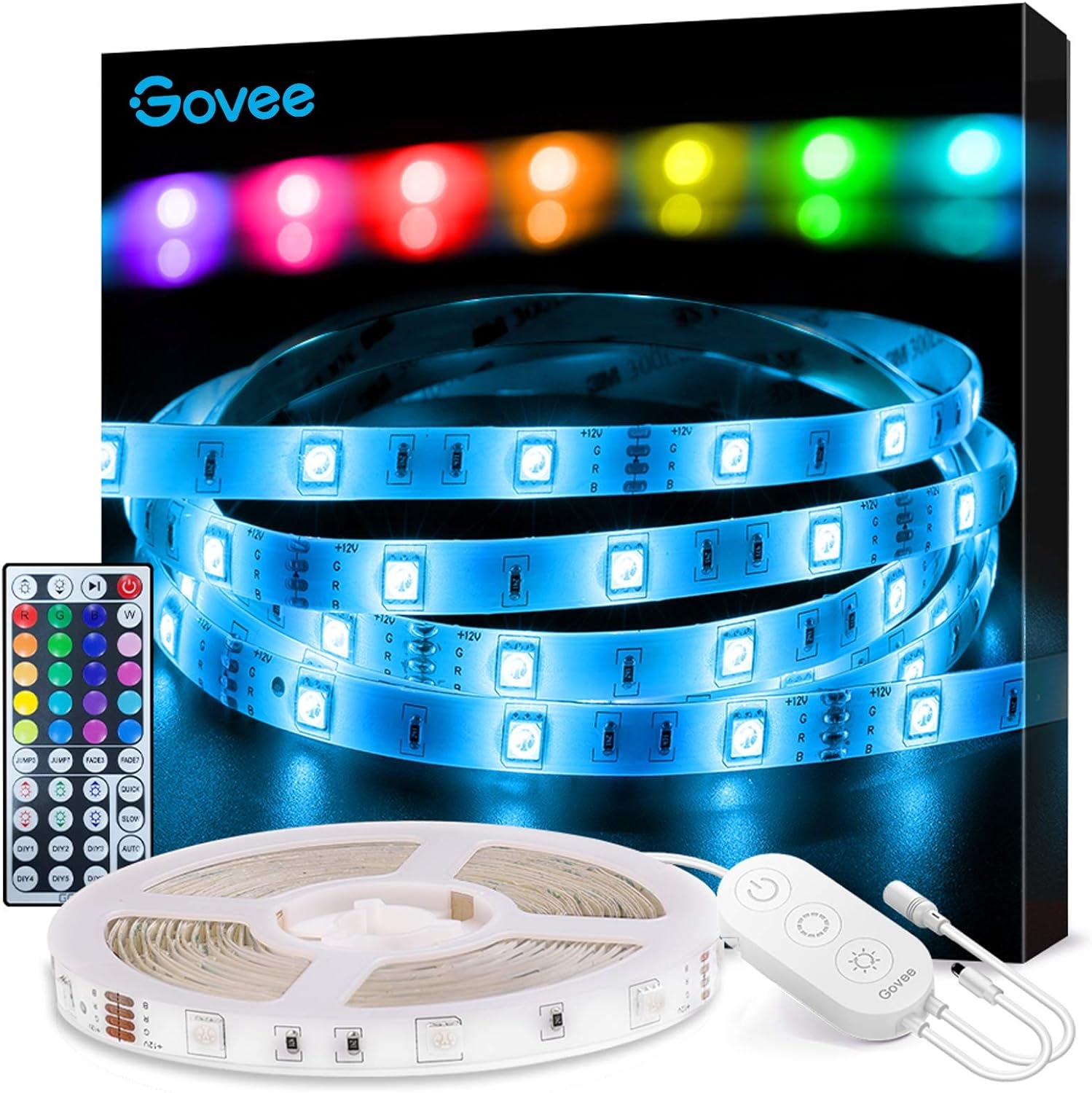 Govee LED Strip Lights, 16.4FT RGB LED Lights with Remote Control, 20 Colors and DIY Mode Color Changing LED Lights, Easy Installation Light Strip for Bedroom, Ceiling, Kitchen