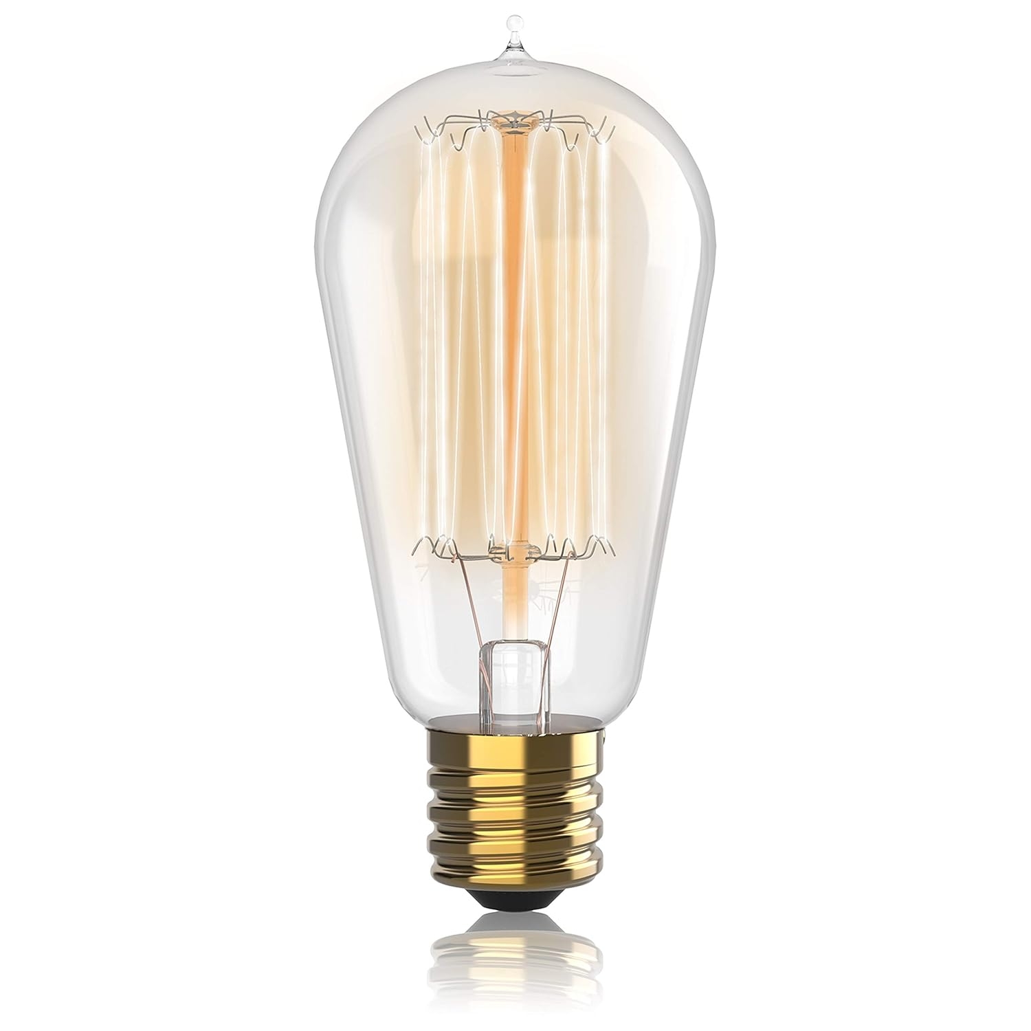 1 Pack - 60 watt Vintage Edison Bulb - Squirrel Cage Filament - 120 Volts - Dimmable - 230 Lumens - 2700k - E26 - ST58 Teardrop Top
