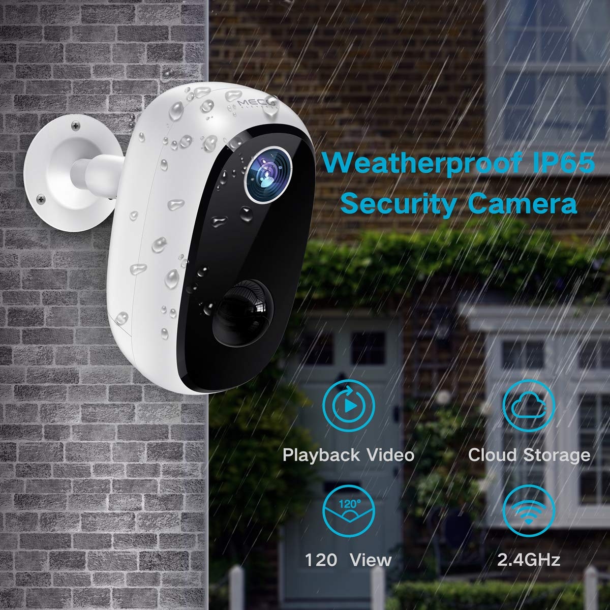 Wireless Outdoor Security Camera, MECO 1080P Rechargeable Battery WiFi Camera, Indoor/Outdoor Surveillance Home Camera with Motion Detection, Night Vision, 2-Way Audio, Waterproof, Cloud/Micro SD Card