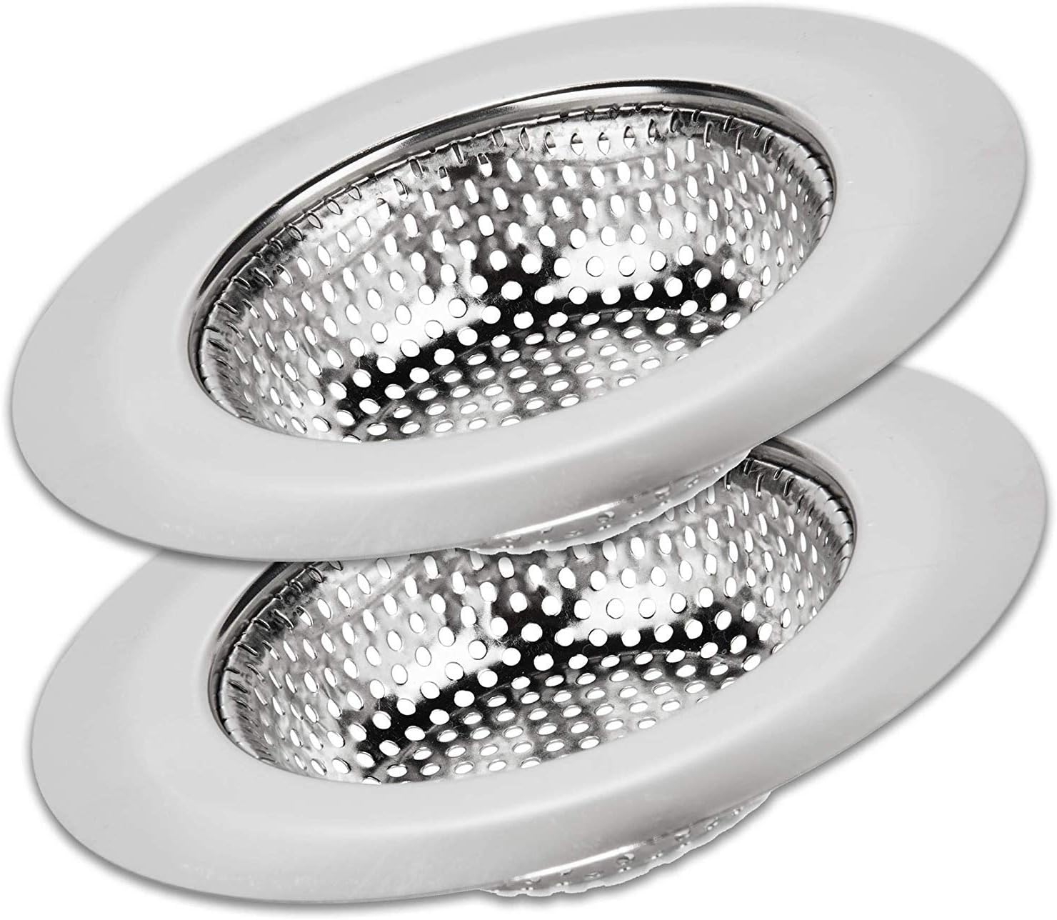 SoLID (TM) Kitchen Sink Strainer Basket Catcher 2 pack 4.5 inch Diameter, Wide Rim Perfect for Most Sink Drains, Anti-Clogging Micro Perforation Holes, Rust Free, Dishwasher Safe