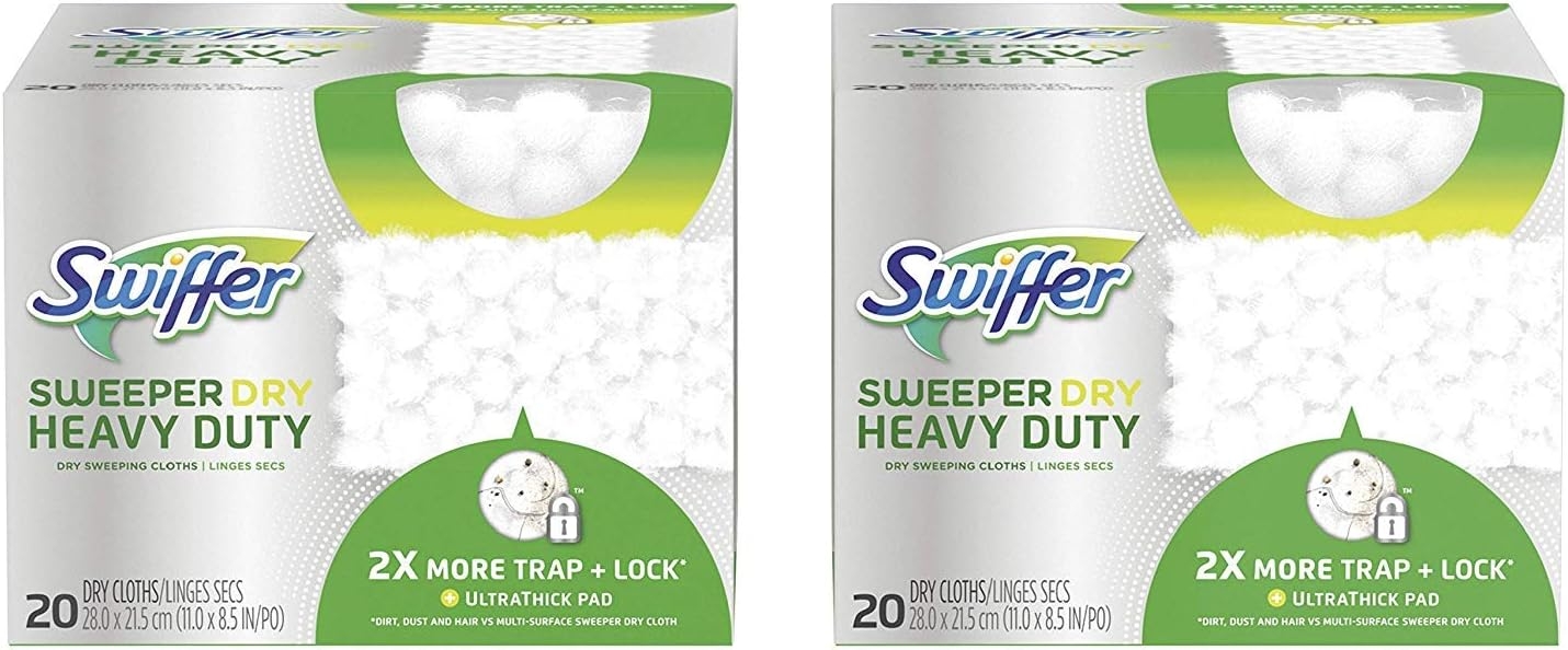 Swiffer Sweeper Heavy Duty Mop Pad Refills for Floor Mopping and Cleaning, All Purpose Multi Surface Floor Cleaning Product, 20 Count, 2 Pack