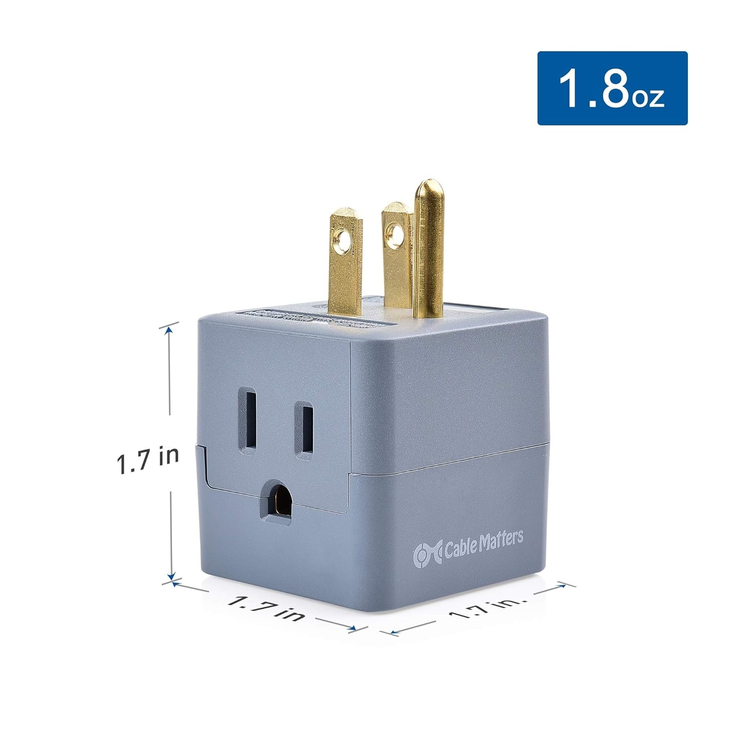 Cable Matters 3-Pack Grounded Power Cube 3 Outlet Adapter